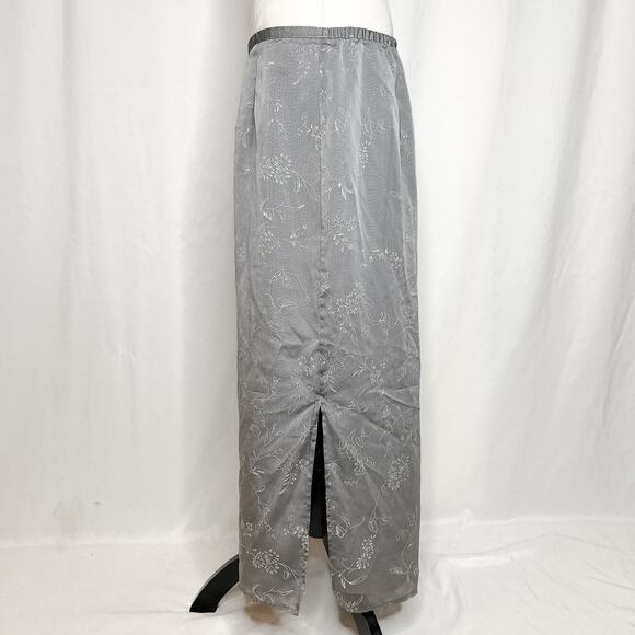 Venezia Vintage 90s Floral Maxi Skirt Gray A Line Women's 16 Dark Academia - Picture 5 of 8
